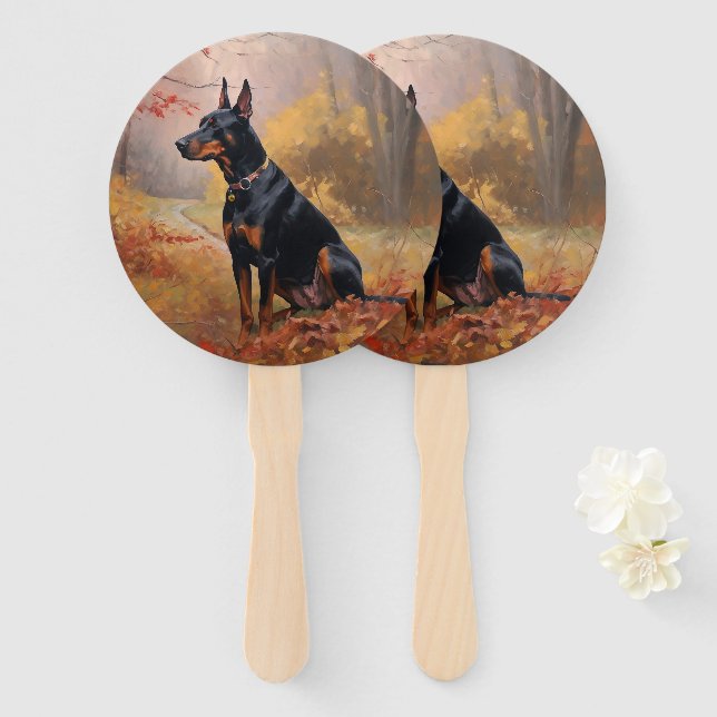 Leque Doberman no outono deixa cair inspiração (Frente e Verso)