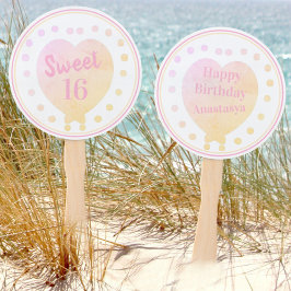 Leque Doce Personalizado 16 Feliz Aniversário Pastel Hea