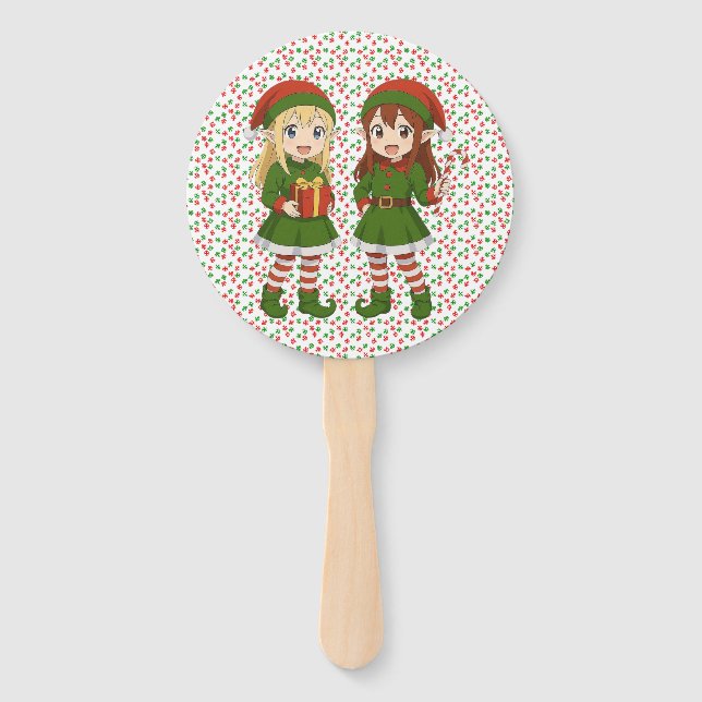 Leque Doces elfos de Natal de anime (Frente)