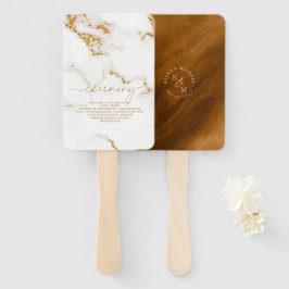 Leque Dourado Casamento de Glitter moderno Marble ID816