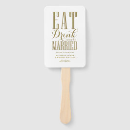 Leque Dourado Coma Bebida e Casamento