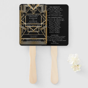Leque Dourado fã do programa de casamento Art Deco
