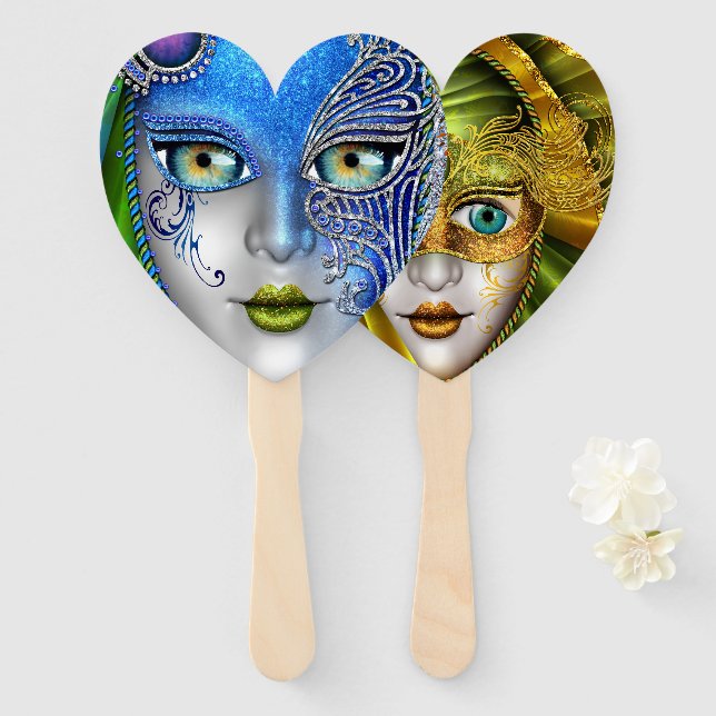 Leque Duas máscaras de Mascarada em um ventilador (Frente e Verso)