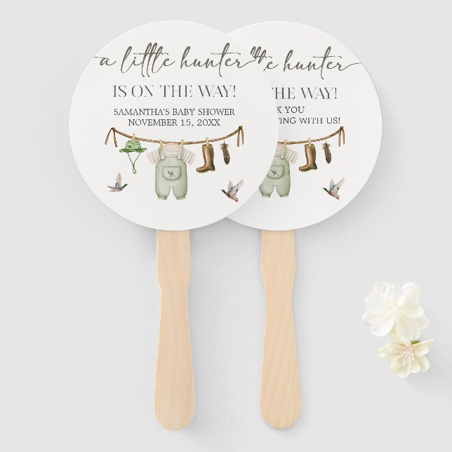 Leque Duck Hunting Baby Shower (Frente e Verso)