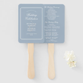 Leque Dusty Blue Classic Art Deco Weding Program