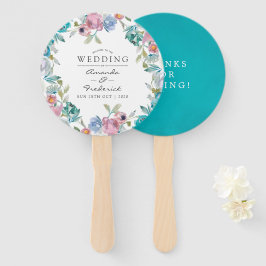 Leque Dusty Blue e Turquoise Floral Weding Favor