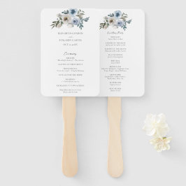 Leque Dusty Blue Floral Program Ceremony Bridal
