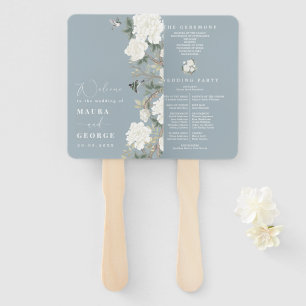 Leque Dusty Blue Ivory Chinoiserie Wedding Program