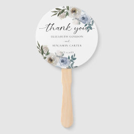 Leque Dusty Blue Wedding Floral Elegante Rustic