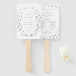 Leque Dusty Blue Wildflower Rustic Boho Weding Program