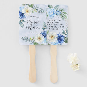 Leque Dusty Marinho Blue Floral Casamento Obrigado