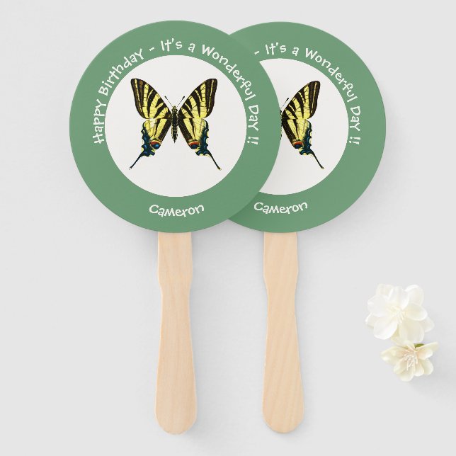 Leque É uma Festa de aniversário de borboleta de Swallow (Frente e Verso)