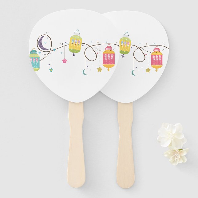 Leque Eid Hand Fans (Frente e Verso)