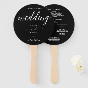 Leque Elegância Mínima Simples Casamento Preto e Branco