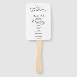 Leque Elegant Calligraphy Wedding Program Hand Fan