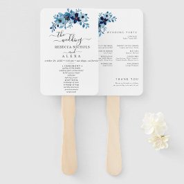 Leque elegant dusty Blue watercolor flower bouquet