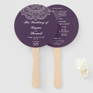 Leque Elegant EggPlant Paisley Indian Weding Program