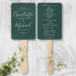 Leque Elegant Emerald Modern Script Wedding Program