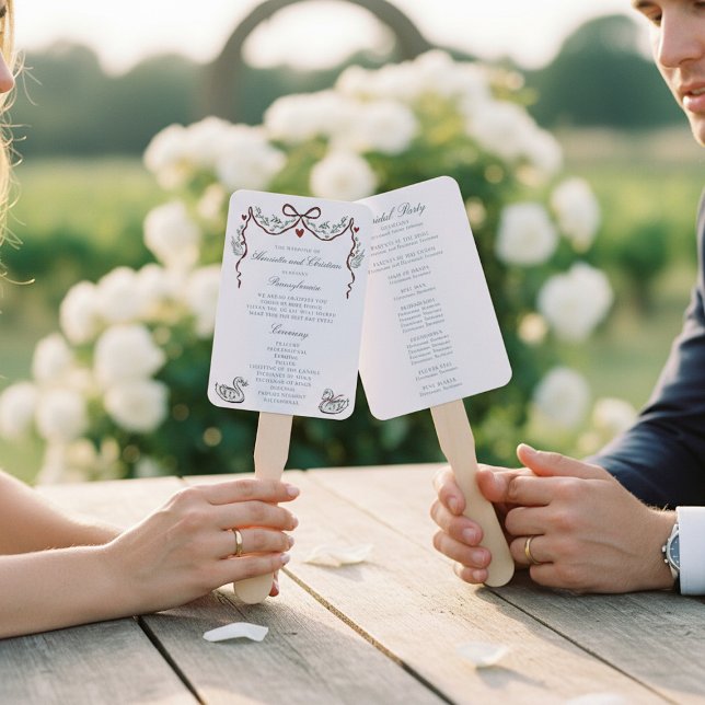 Leque Elegant hand drawn  Wedding Ceremony Program Fans (Criador carregado)