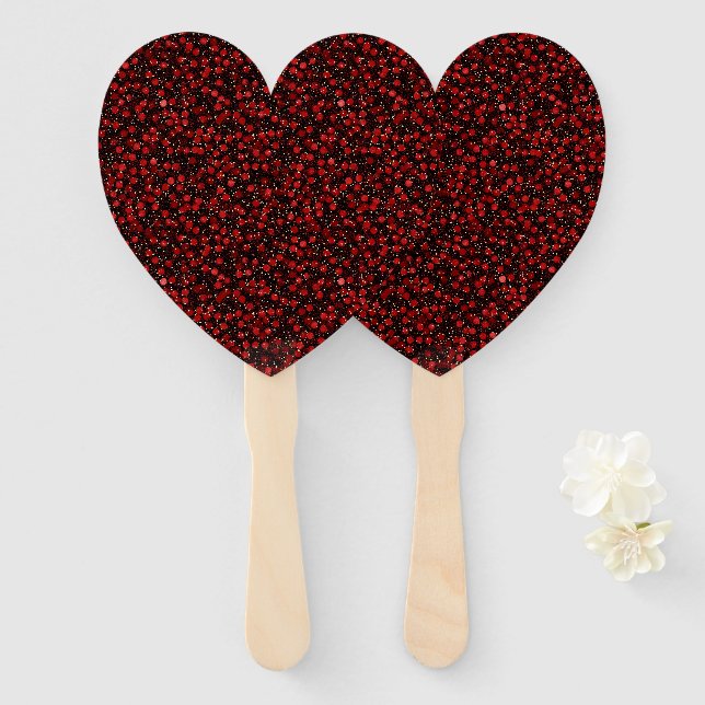 Leque Elegant Red Confetti on Black Glitter Style (Frente e Verso)