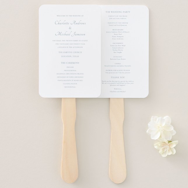 Leque Elegant Script Wedding Ceremony Program (Criador carregado)
