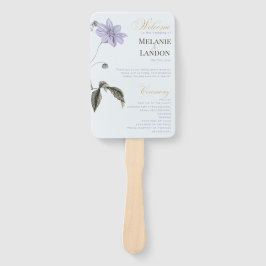 Leque Elegant Violet & Mint Hydrangea Wedding Hand Fan