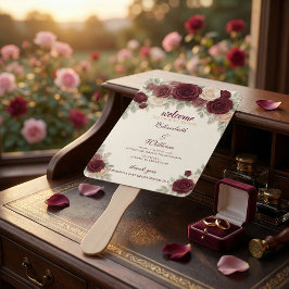 Leque Elegant Wedding Timeline Program Hand Fan
