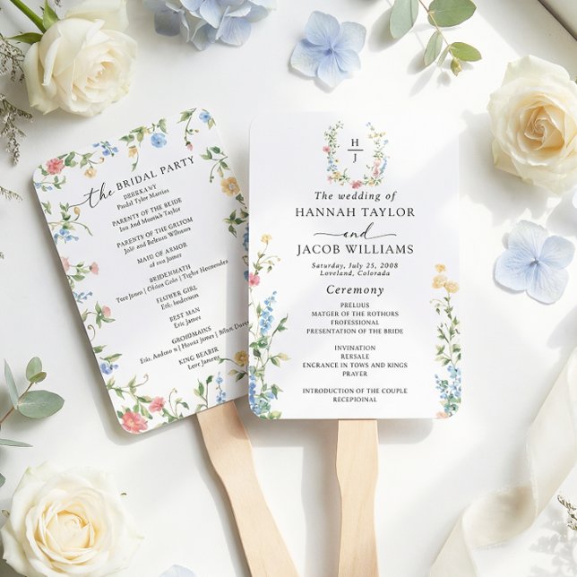 Leque Elegant Wildflower Wedding Program (Criador carregado)