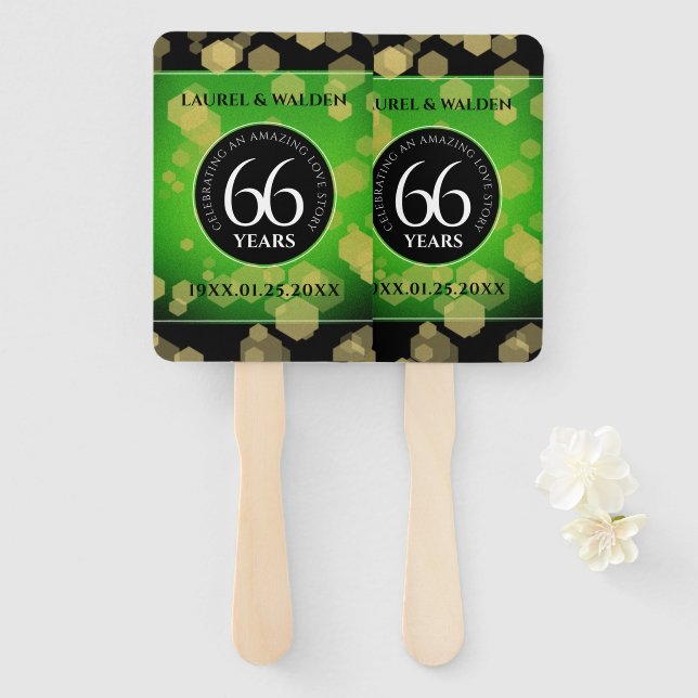 Leque Elegante 66º aniversário de casamento de Titanite (Frente e Verso)