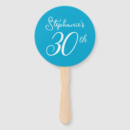 Leque Elegante Aqua Blue Cheers para 30 anos de aniversá