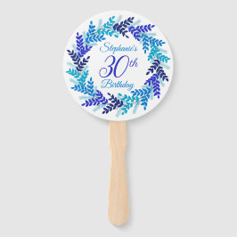 Leque Elegante Blue Wreath aniversário de 30 anos