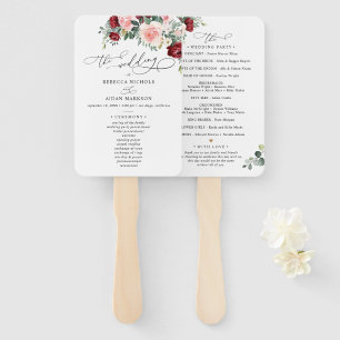 Leque Elegante Burgundy Blush Ceremony Program
