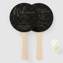 Leque Elegante Celestial Mystical Wedding Program Heart