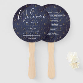 Leque Elegante Celestial Mystical Wedding Program Heart