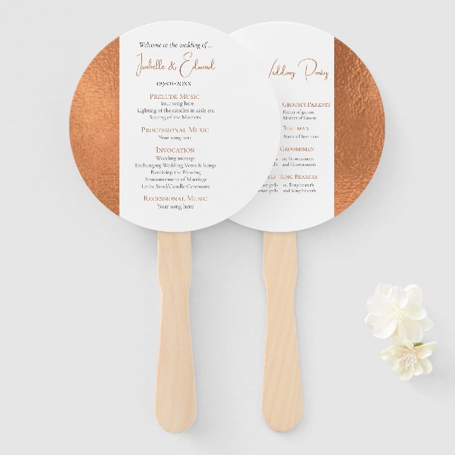 Leque Elegante Cerimônia de Casamento Personalizada com  (Frente e Verso)