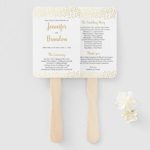 Leque Elegante do programa de casamento de ouro confetti