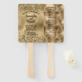 Leque Elegante Faux Dourado Glitter and Foil Weds Progra