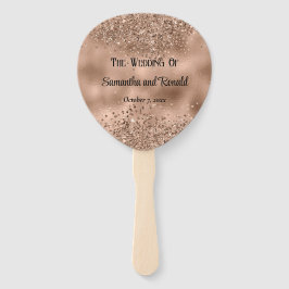 Leque Elegante Faux Rosa Dourada Glitter e Foil Wedes