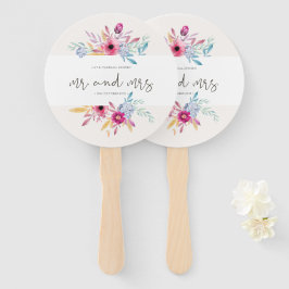 Leque Elegante Floral Sr. & Sra. Wedding | Ventiladores 