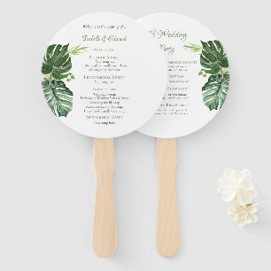 Leque Elegante Folhas Tropicais Verdes de Monstera Casam