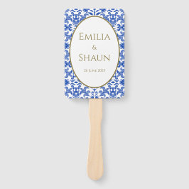 Leque Elegante italiano Blue Hand Fan Program