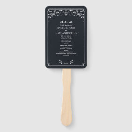 Leque Elegante Programa de Casamento de Prata Gótica Tar