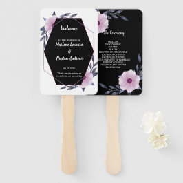Leque Elegante Programa de Casamento de Púrpura de armaç