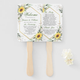 Leque Elegante Sunflower Greenery Floral Weding Program