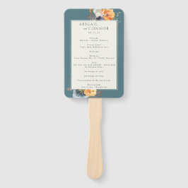 Leque Elegante Teal Terracotta Marinho Boho Floral