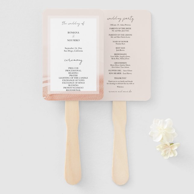 Leque Elegante Terracotta Ombre Watercolor (Frente e Verso)