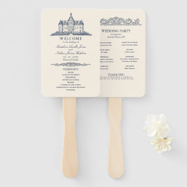 Leque Elegante Velho Chateau Manor Weding Program
