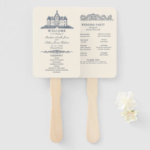 Leque Elegante Velho Chateau Manor Weding Program