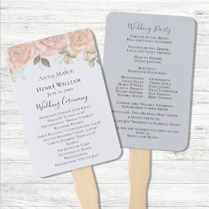 Leque Elegante Wedding Rosa Dourado Watercolor Program