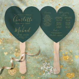 Leque Emerald Green E Dourado Programa De Casamento Hear